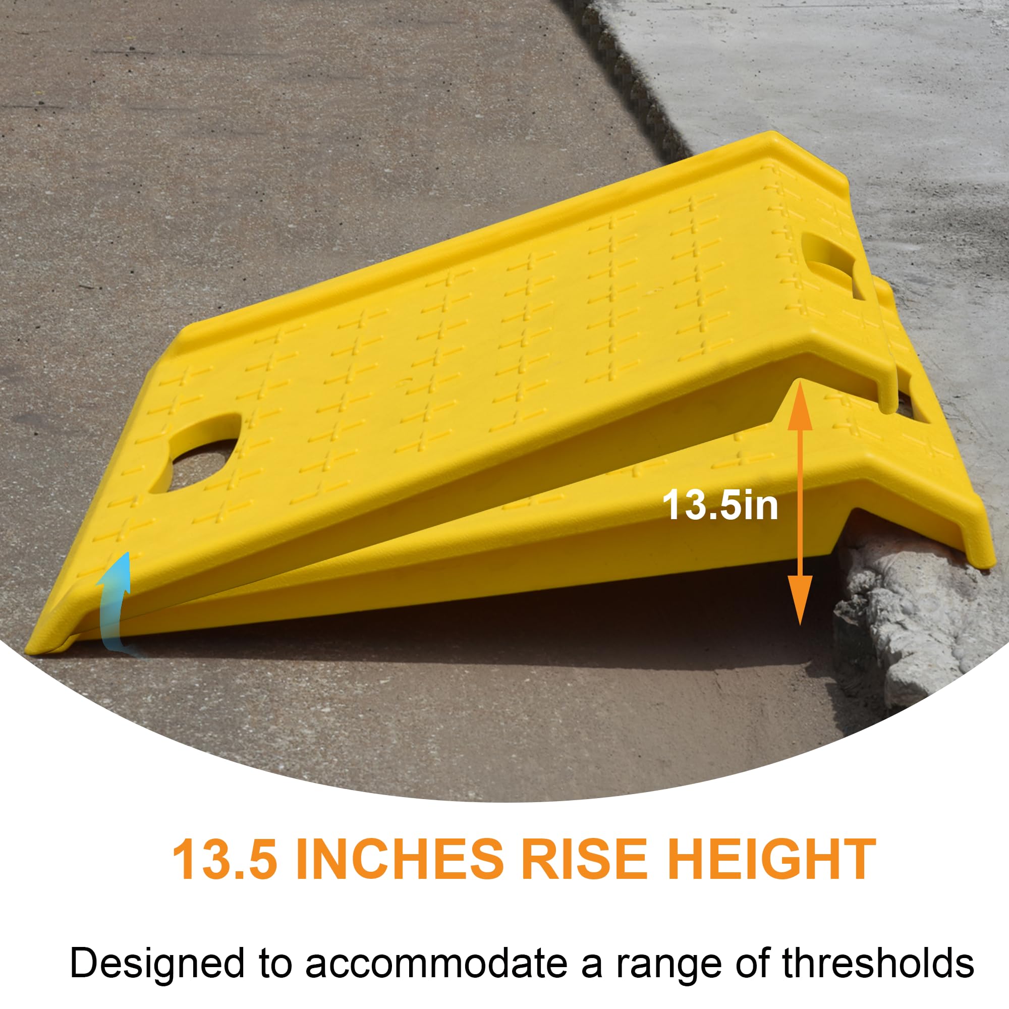 OrangeStar Portable Curb Ramps, 2 Pack Plastic Bridge Curbside Threshold Ramp, 1200 Lbs Load Capacity