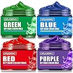 4 Colors Temporary Hair Color for Kids,Christmas Gifts for Teens Girls,Boys,Stocking Stuffers for Kids,Adults,Temporary Hair Dye,Hair Color Spray Green Red Blue Purple Hair Dye Hair Wax Color Instant