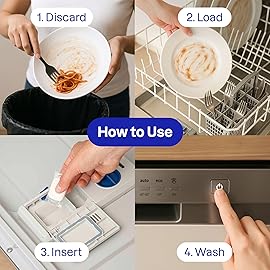 ATTITUDE Dishwasher Pods, Plant-Based & Vegan, Phosphate-Free Detergent Tablets, Naturally Derived, Unscented, 26 Count (Pack of 6)