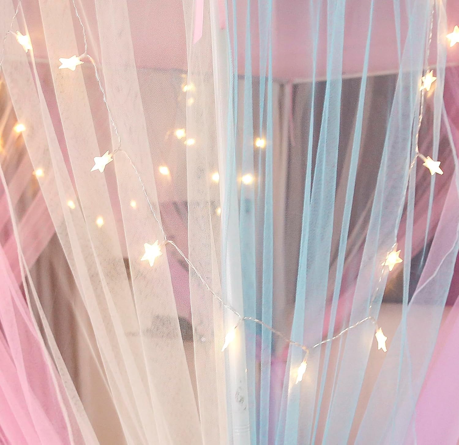 Canopy Bed Curtains with Lights,Rainbow Bed Canopy Bed Drapes Princess Mosquito Netting Bedroom Decoration Accessories for Girls Adults(Twin,Rainbow)