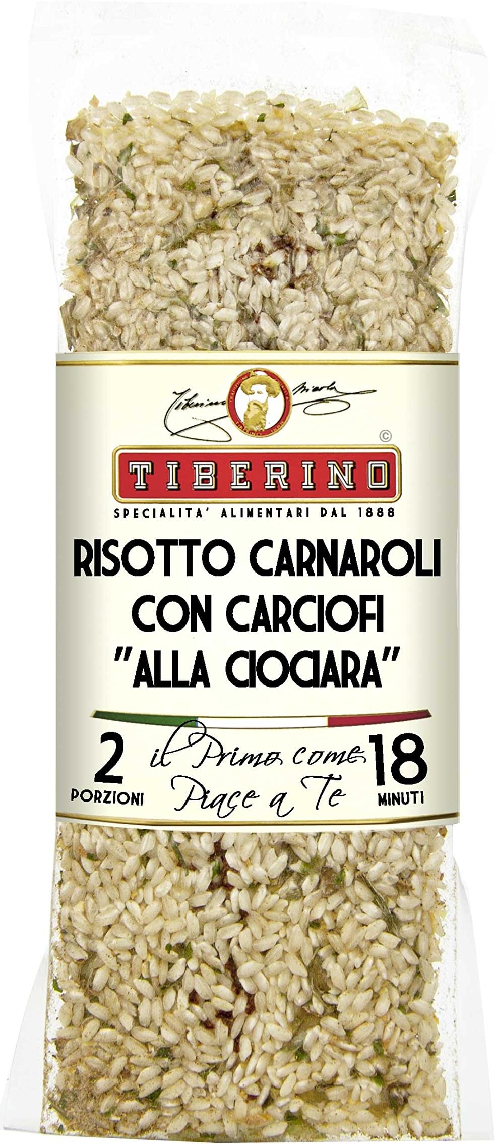 Tiberino's Real Italian Meals - Risotto Ciociara with Artichokes, Imported from Italy | 8 oz | 100% Natural Ingredients | No GMO's, Sun-Dried Ingredients | 1 Pan Cooking, No Straining Needed