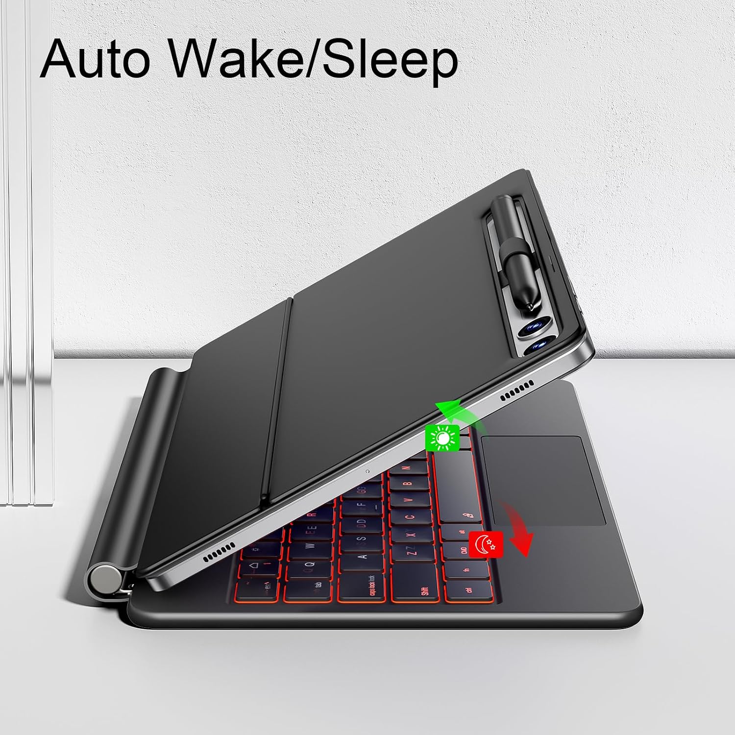 Magentic Keyboard Case for Samsung Galaxy Tab S10+/ S9+ /S9 FE+/S8+/S7+/S7 FE 12.4", 7 Color Backlit Wireless Bluetooth Magic Keyboard Case Floating Cantilever Stand,Multi-Touch Trackpad,LED Display
