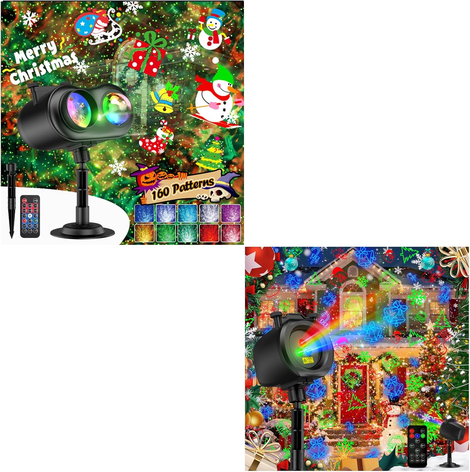 3 in 1 Christmas Projector with 160 HD Patterns & Firefly & Ocean Wave Light; 4 Slides 32 Patterns Christmas Projector with RGB Firefly Light Shows. Best Christmas Decorations