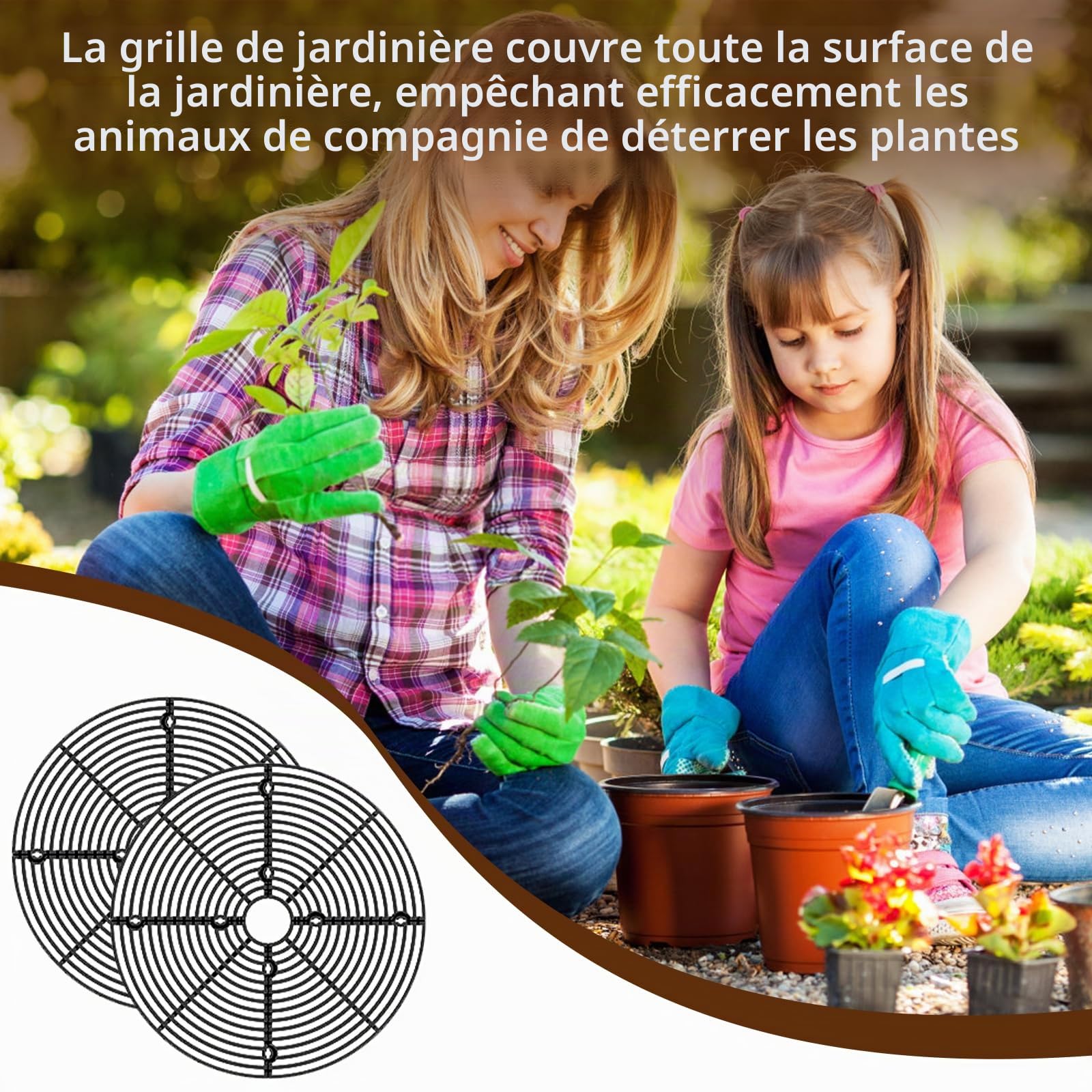 MXTIMWAN 2 Pièces Grilles de Pots de Plantes, 30 cm Cache Pot de Fleurs en Grille, Plastique Grille Pot Fleur Découpable pour Protéger Les Plantes, Protection de Sol