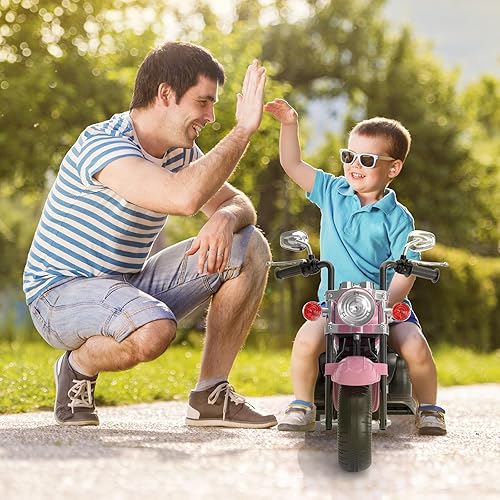 Miniatura 2 de XJD Motocicleta eléctrica para niños, batería de 6V con claxon y faro, certificada ASTM, juguete de 3 ruedas para montar para niños, motocicleta Rosa