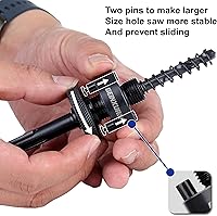 Vista 4 de SDS-Plus - Mandril de sierra de agujero, incluye 2 ejes de sierra de agujero con 3 taladros centrales HSS (M2) de 1/4 de pulgada, 2 llaves