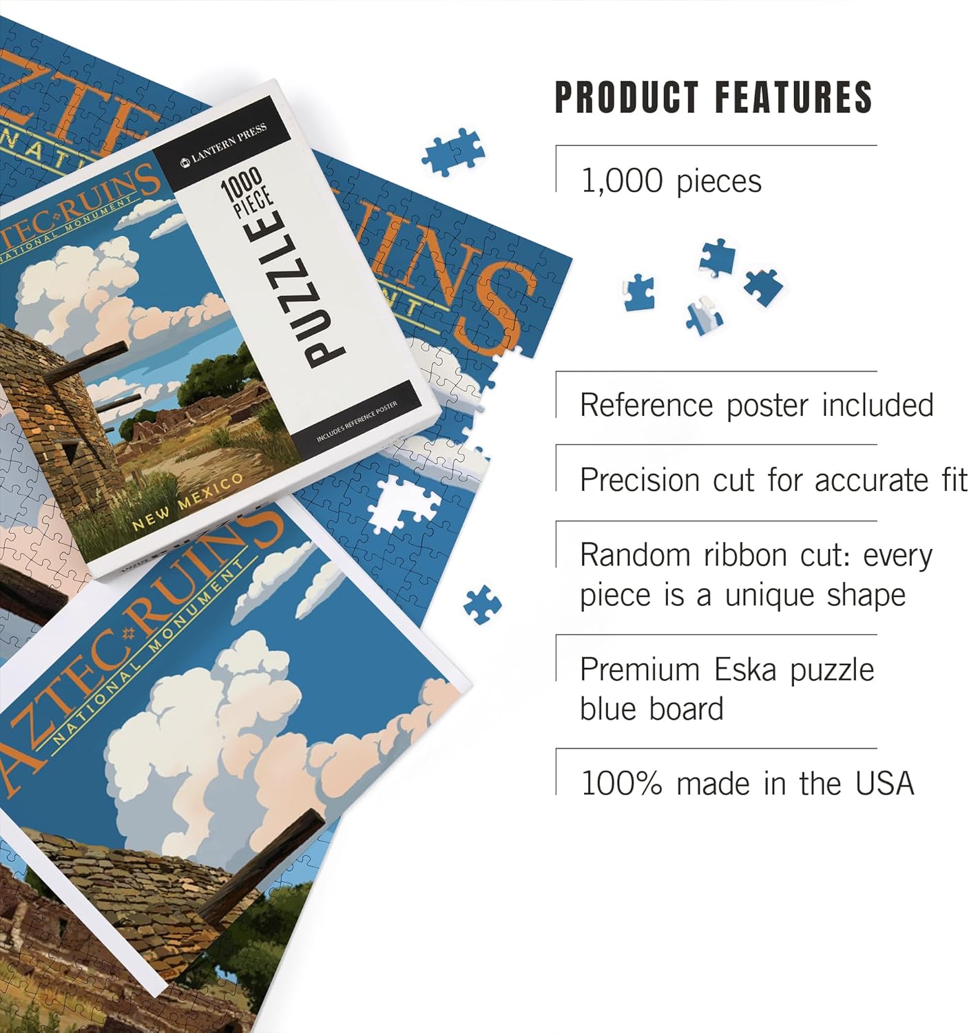 Lantern Press Aztec Ruins National Monument 1000 Piece Jigsaw Puzzle for Adults, Made in USA with Reference Poster