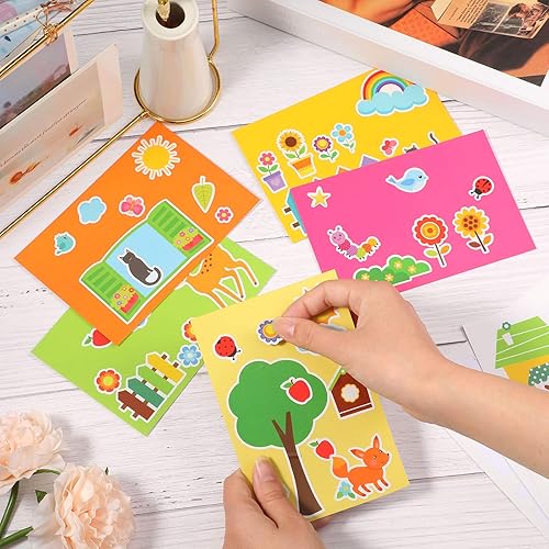Miniatura 6 de Outus Kit de 15 piezas para hacer tarjetas para niños con 3 hojas de calcomanías, 15 sobres en blanco y 15 calcomanías de sellado, kit de