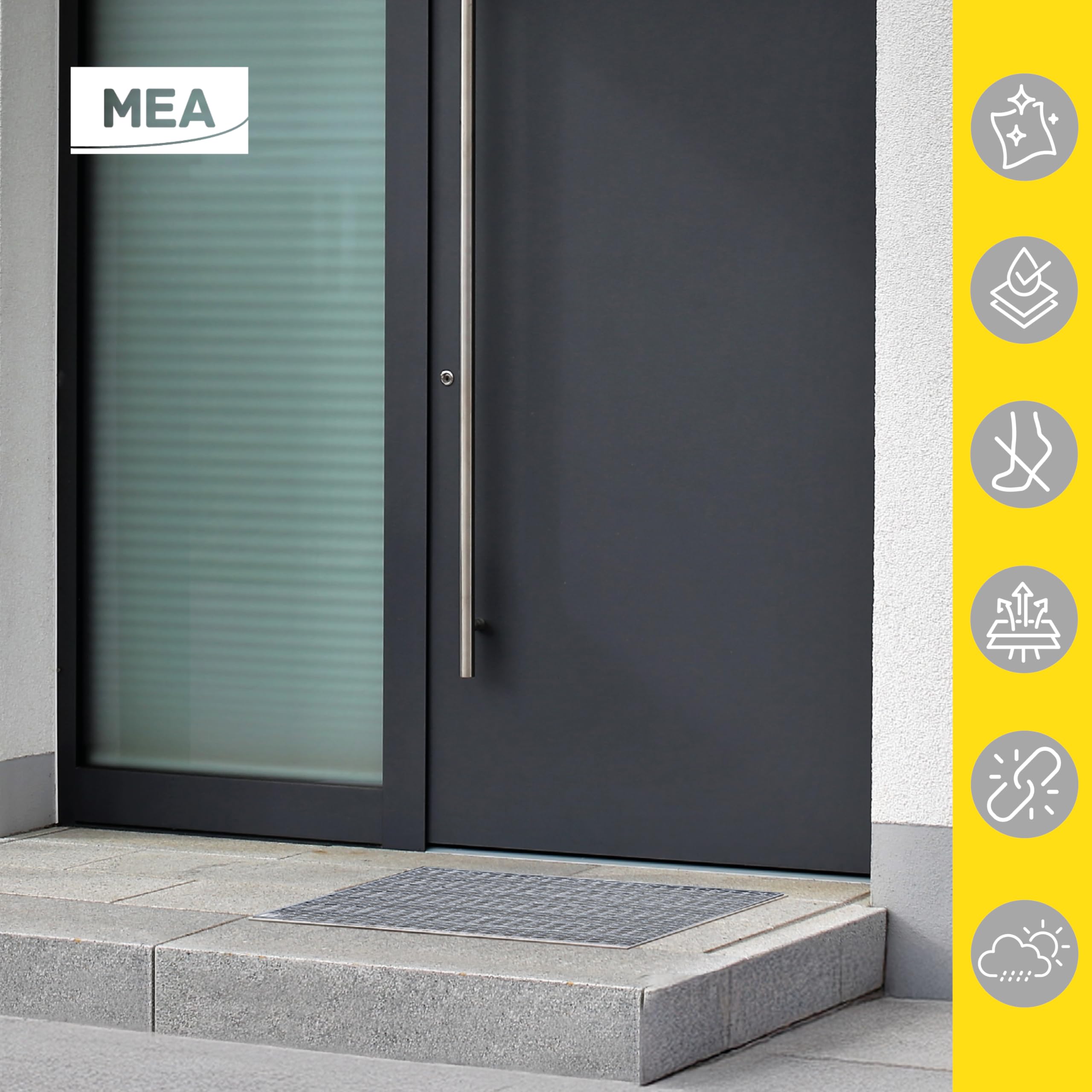 MEA SMC Einbau-Fußmatte, 75 x 50 x 8 cm, mit Metallgitter – für Eingangsbereiche von Gebäuden – strapazierfähig und pflegeleicht