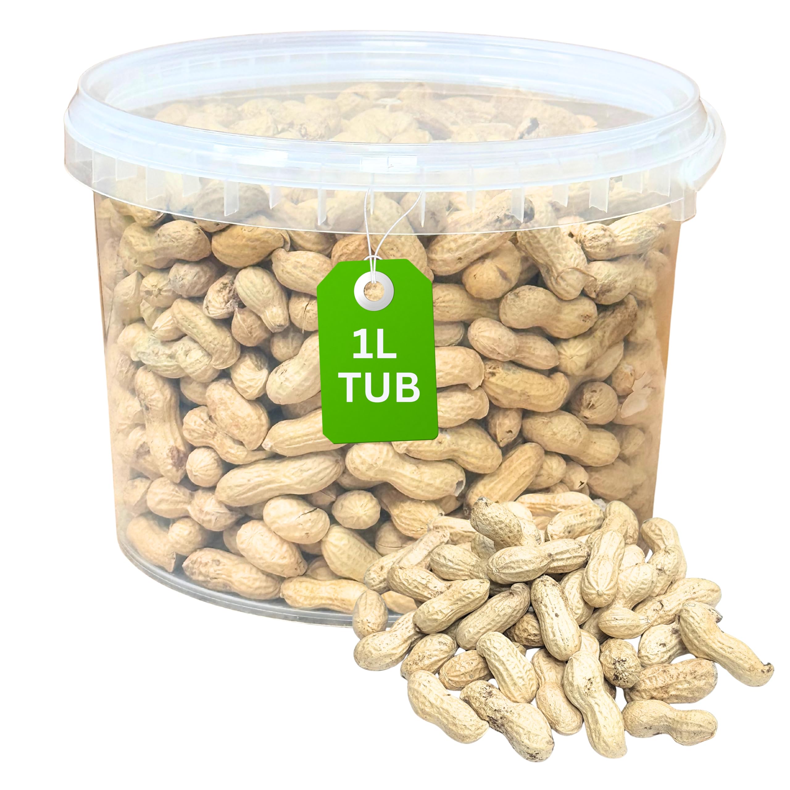 Premium Peanut in Shell Wild Bird Food, Nuts Food for All Species, Natural High Energy Feed, No Mess Bird Food for All birds (1L tub, peanuts in shell) — image 1
