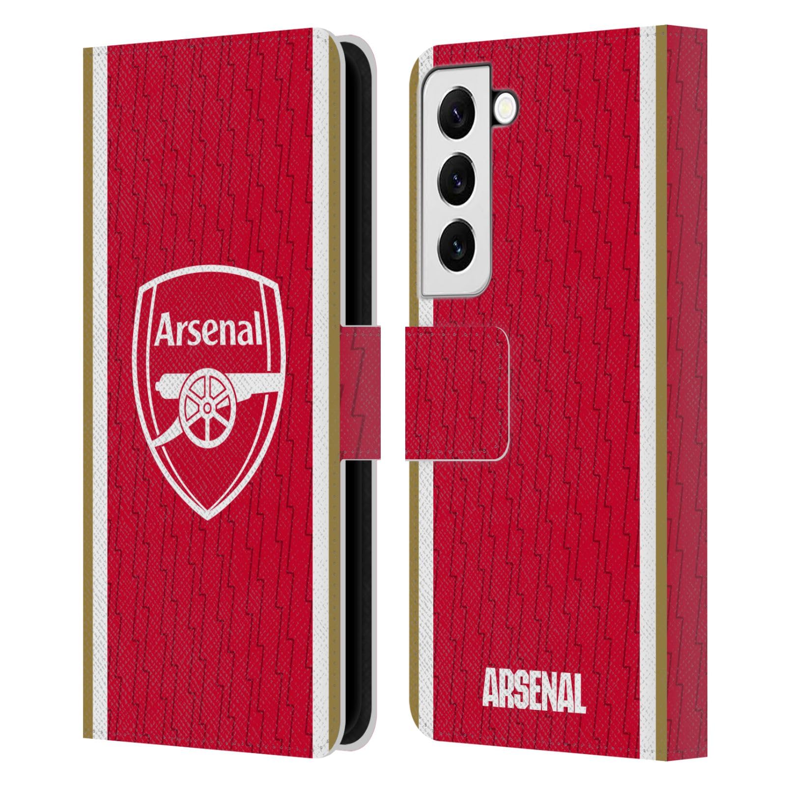 Head Case Designs Officially Licensed Arsenal FC Home 2023/24 Crest Kit Leather Wallet Case Compatible With Samsung Galaxy S22 5G