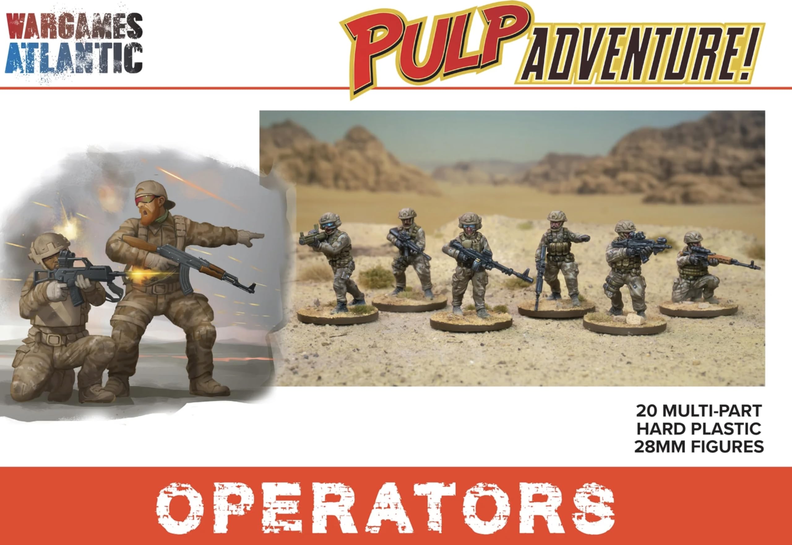 Wargames Atlantic, Pulp Adventure, Operators, 28mm Hard Plastic Figures