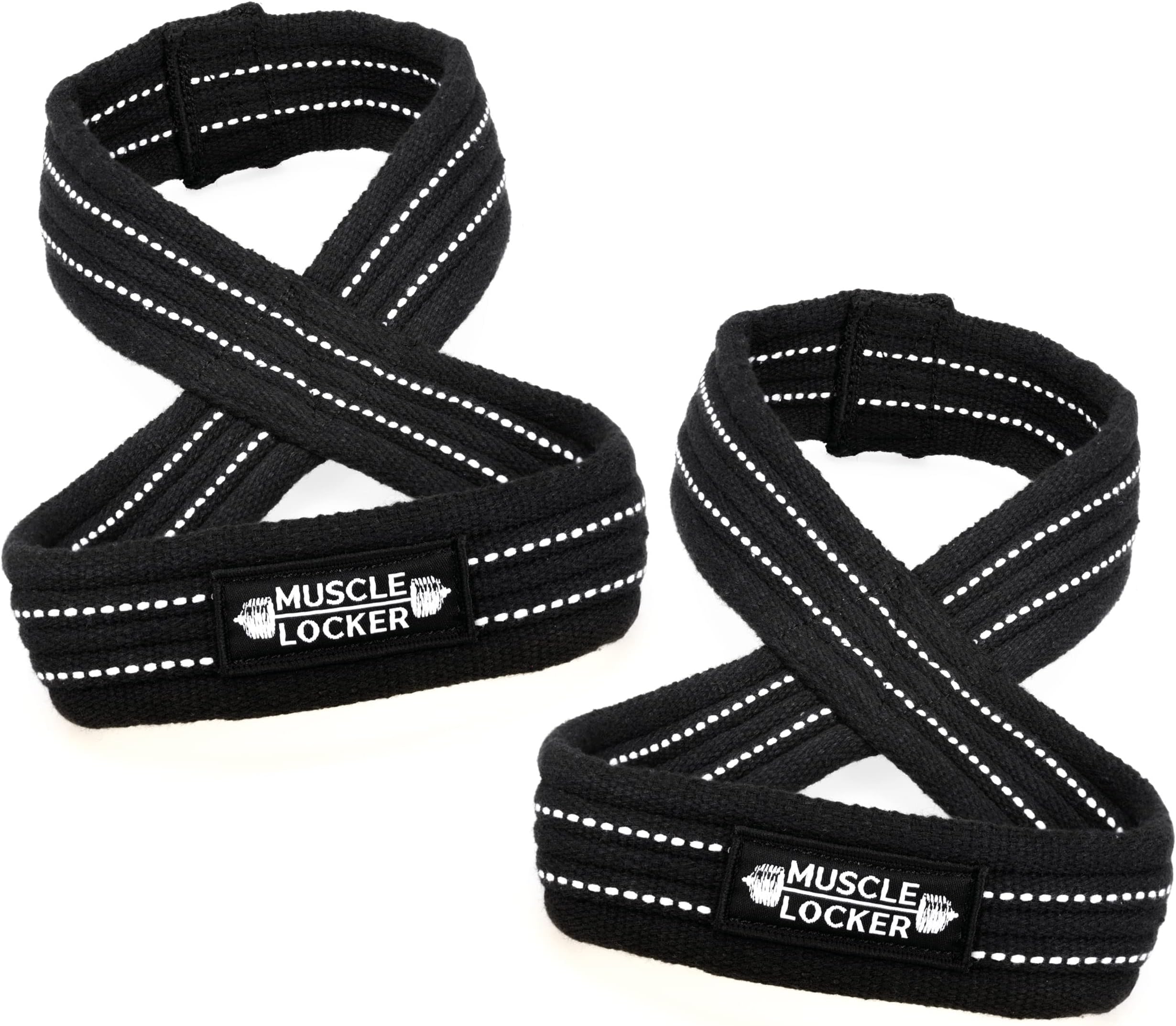 Muscle Locker Figure 8 Lifting Straps - Elite Performance deadlift straps, gym straps, heavy duty cotton