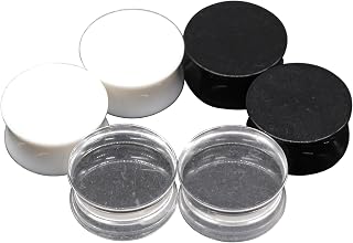 BodyPJ Sparkles 3 Pairs Acrylic Ear Plugs Gauges Expanders - Mix White Black Clear, Sizes 2g-1" UV Glow Jewelry