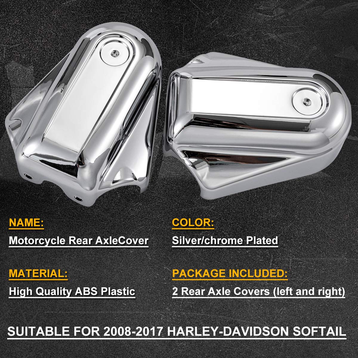 KATUR Tappo Copri ASSE Posteriore Tappo Forcellone in Plastica ABS Bar Shield Compatibile con Harley Softail Flstc Flstn 08-Later (Argento)