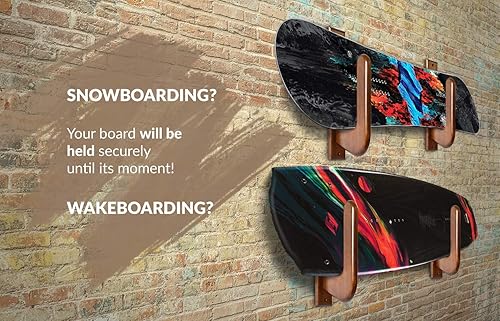 Miniatura 5 de TESLYAR Soporte de pared para tabla de surf, estante de madera para almacenamiento en pared, ganchos de madera maciza para tabla de surf, tabla de