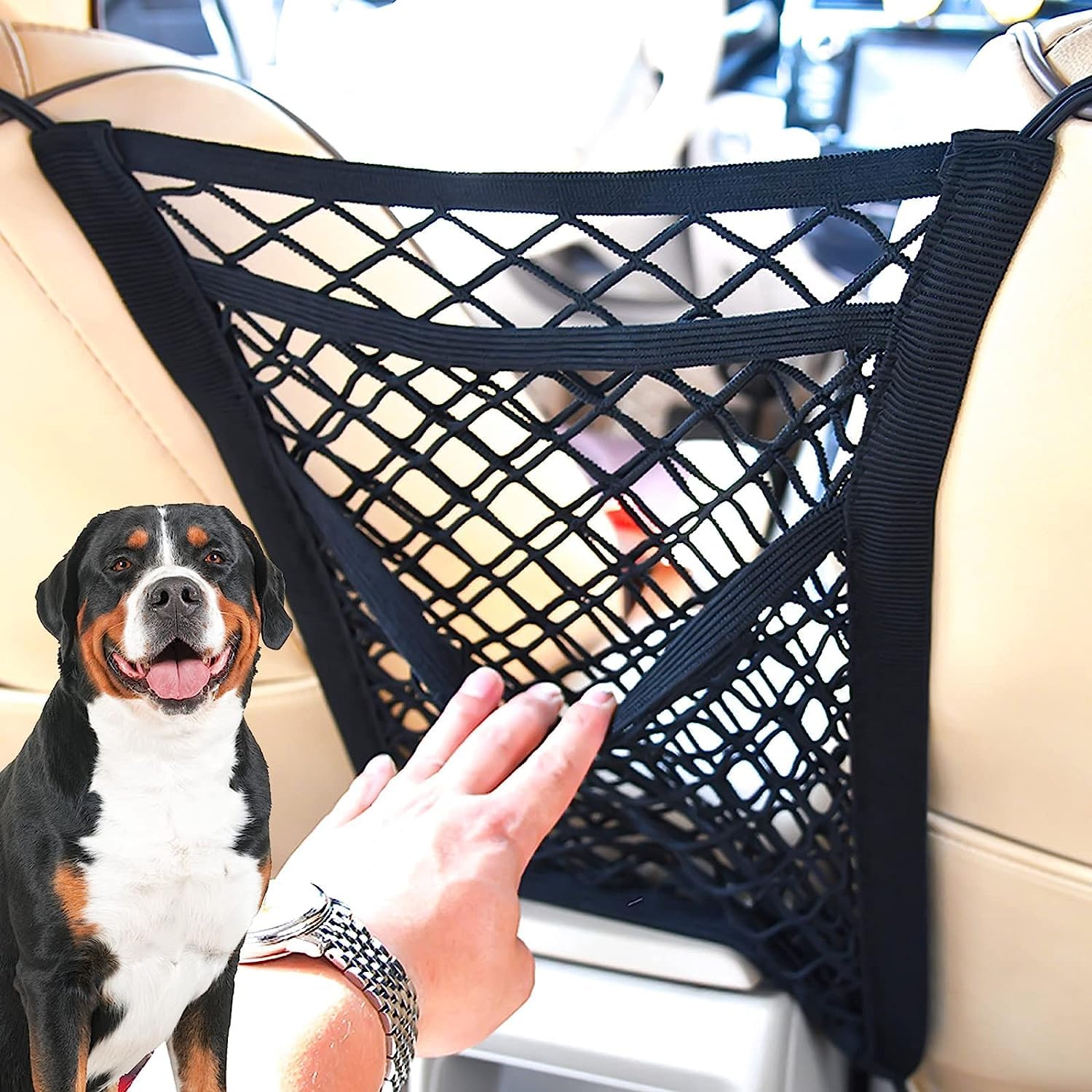 JIVRIX 3 Layer Car Mesh Organizer, Dog Net Between Car Seats, Driver Storage Netting Pouch, for Barrier Backseat Mesh Net for Cars &Trunk, Car Accessories (Black) (B0C8PPDGJV) Amazon Price History, Amazon Price Tracker