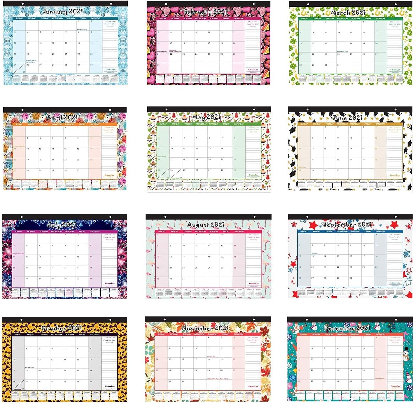Desk Calendar 2021-2022: Monthly Pages 17 x 11-1/2 Inches Runs from January 2021 Through June 2022-18 Monthly Desk/Wall Calendar can be Used Throughout 2021 : Office Products
