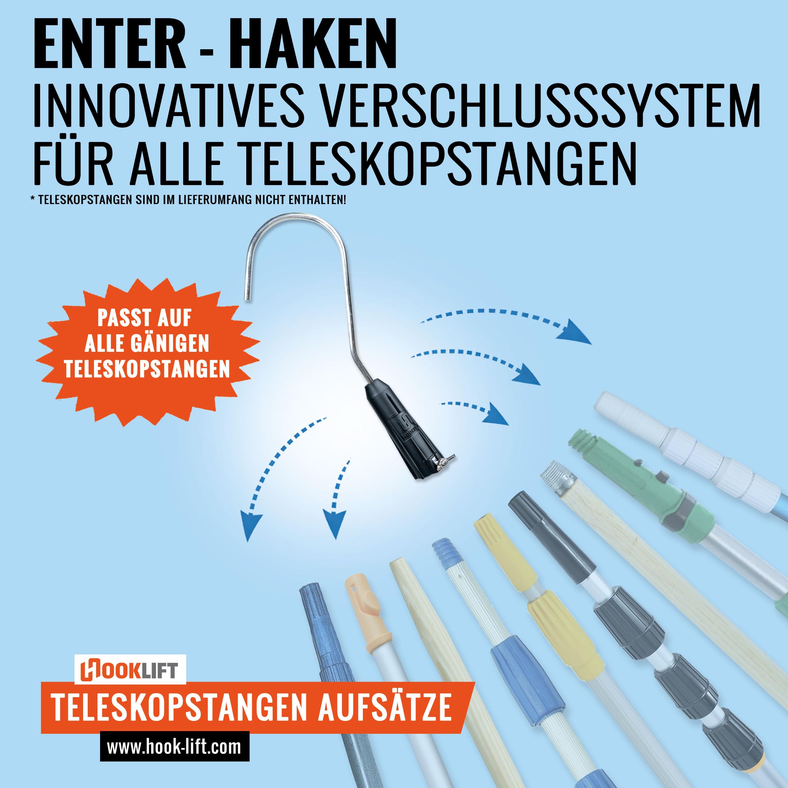 Baum-/Enter-Haken für Teleskopstangen universell – Greifhaken zum Heranziehen und Bewegen von Gegenständen für Lager, Werkstatt, Haushalt & Garten.