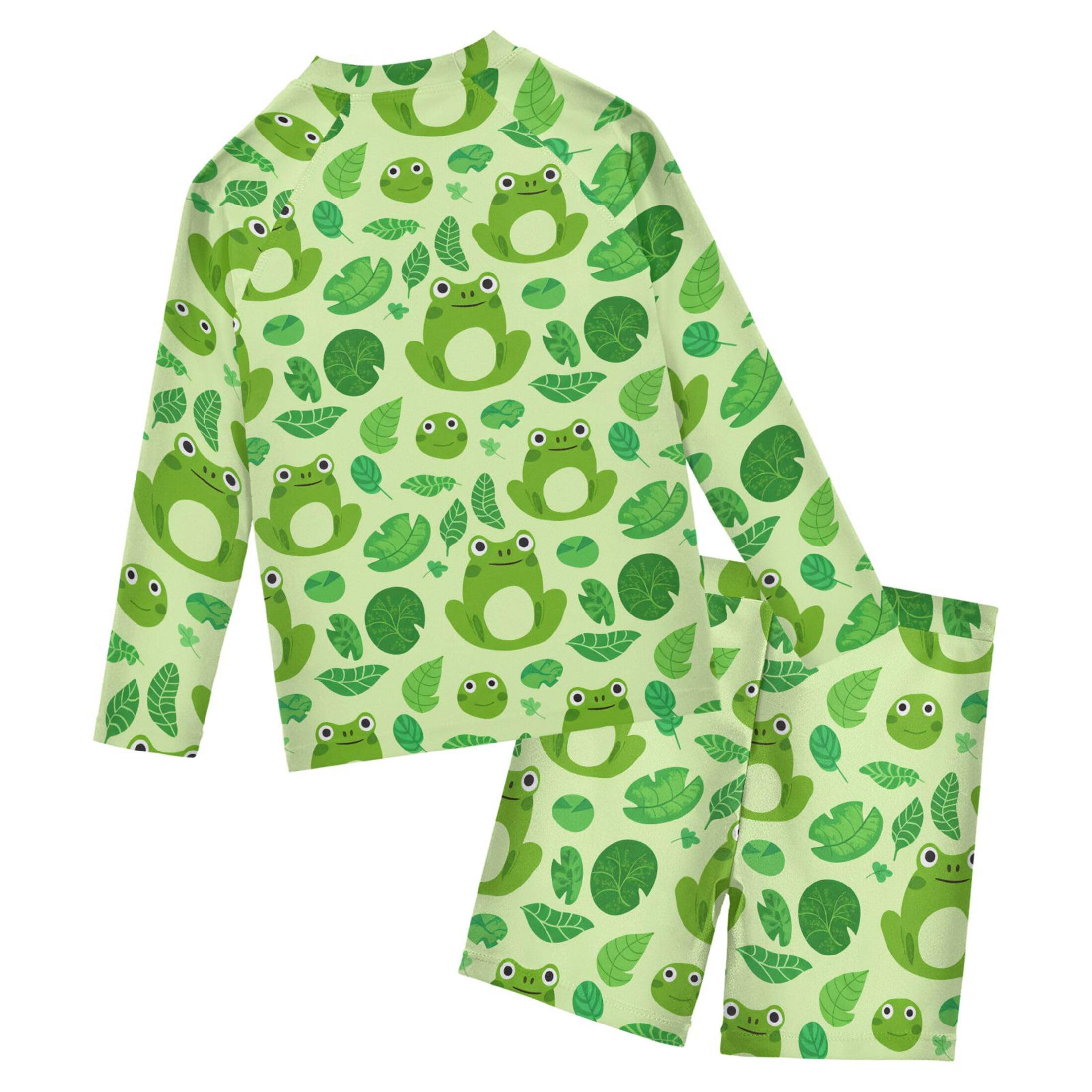 Cute Frog Baby Boys' Toddler Long Sleeved Rashguard Swim Bathing Suit Set B0404129