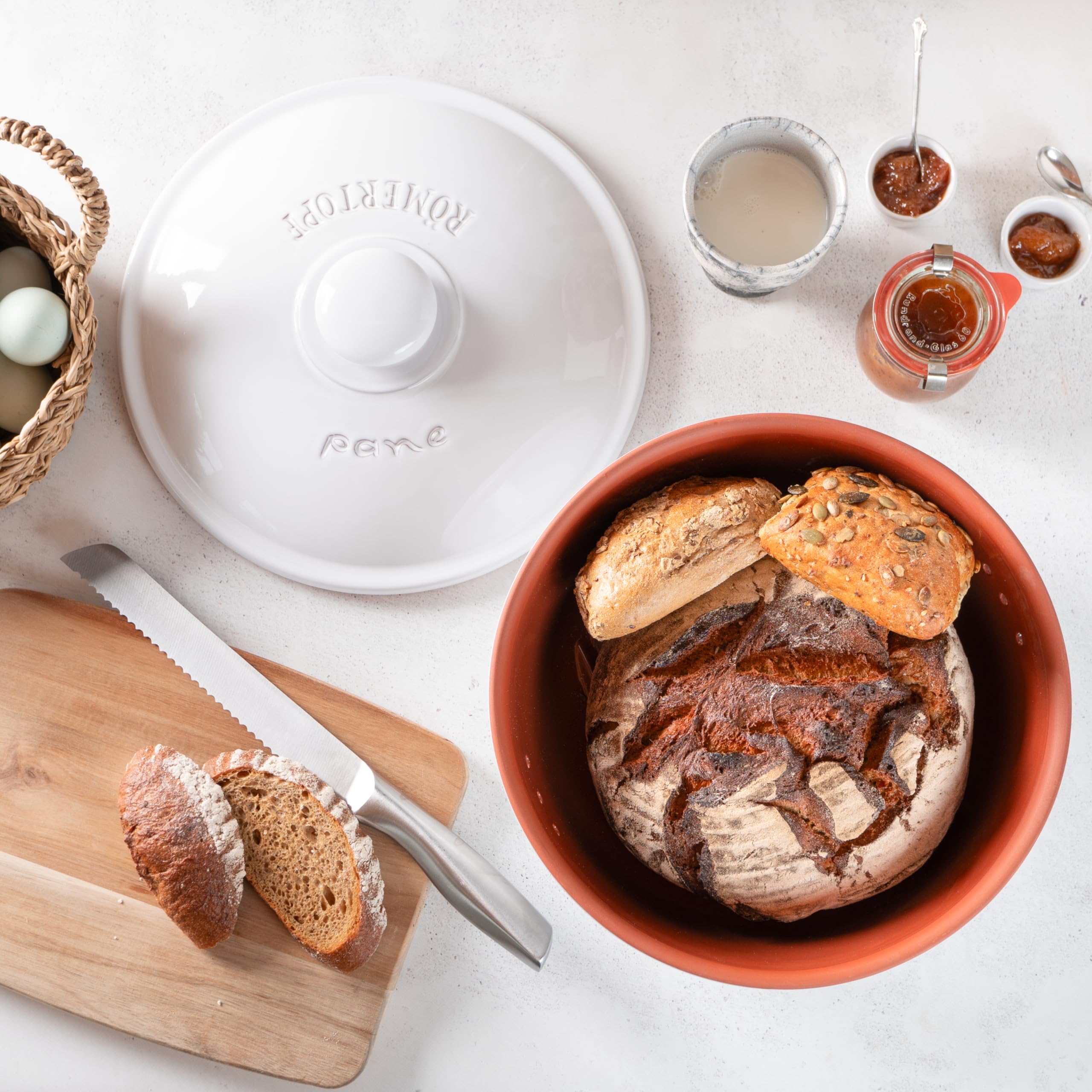 Amazon.com: Römertopf Round Ceramic Bread Box | Ideal for Bread