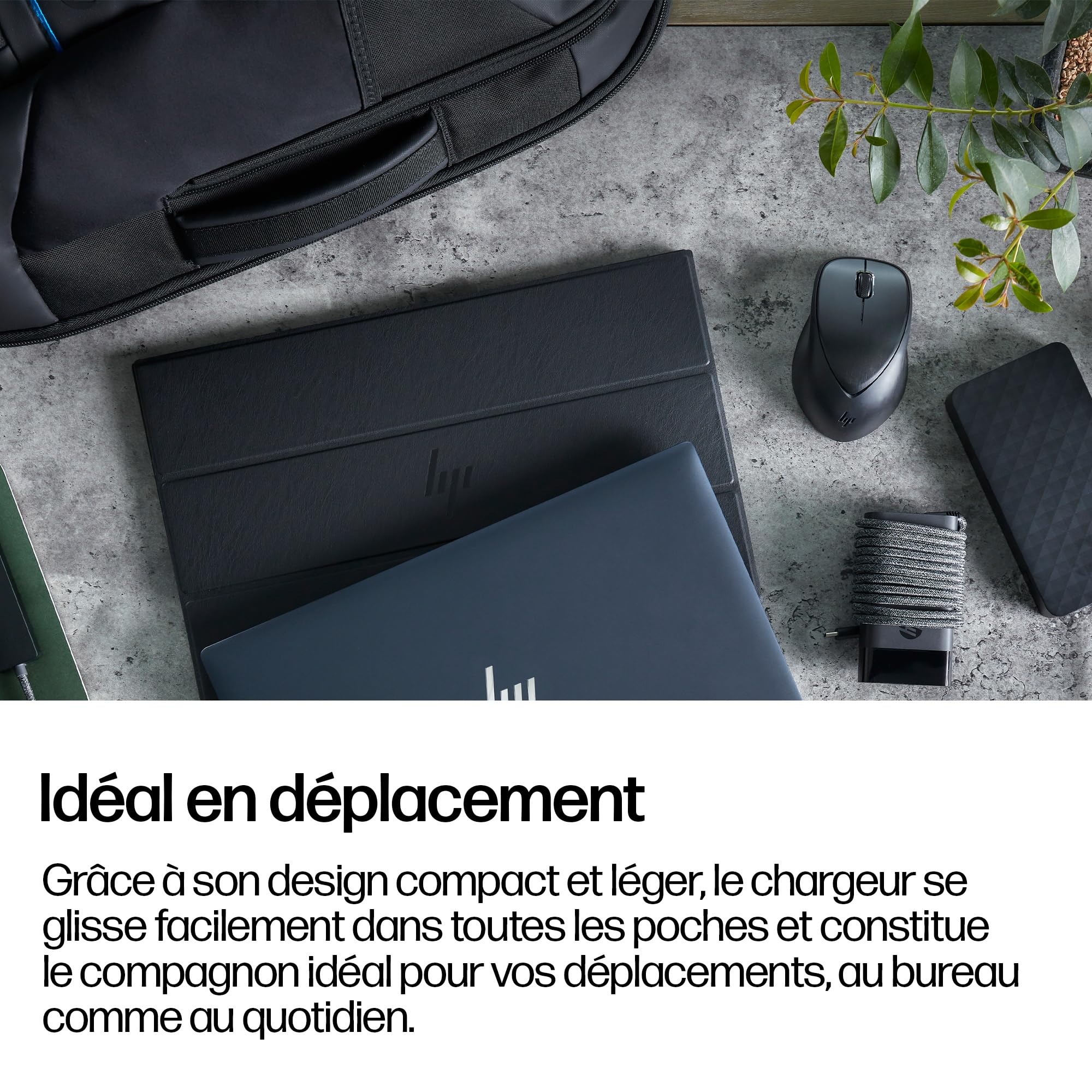 HP Alimentation pour Ordinateur Portable USB-C GaN 65 W, Compatible avec Les PC HP équipés d'un Port USB-C, Noir