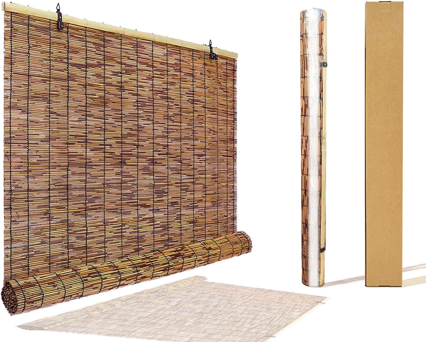 Reed Curtain Roll Up Blinds with Natural Faint Fragrance Retro Bamboo