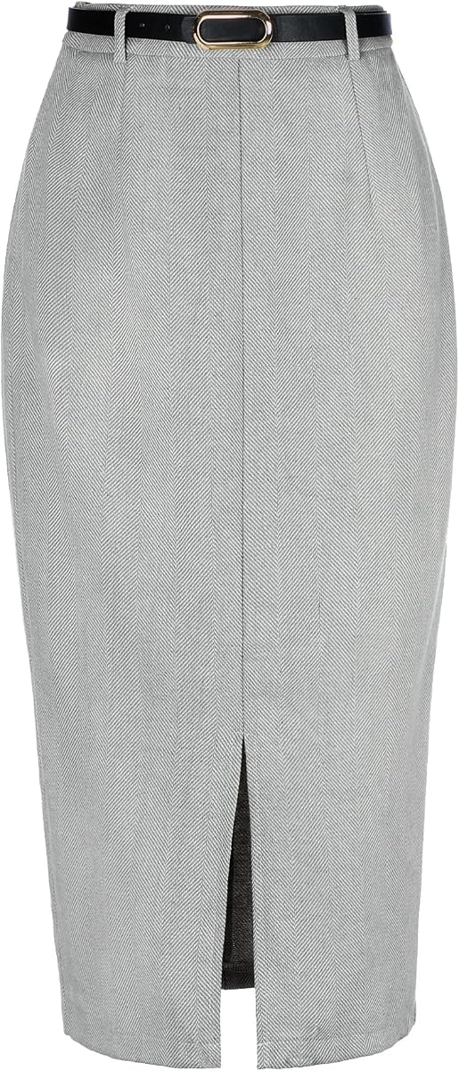 Allegra K Women Fall High Waisted Midi Pencil Skirt for Work Office
