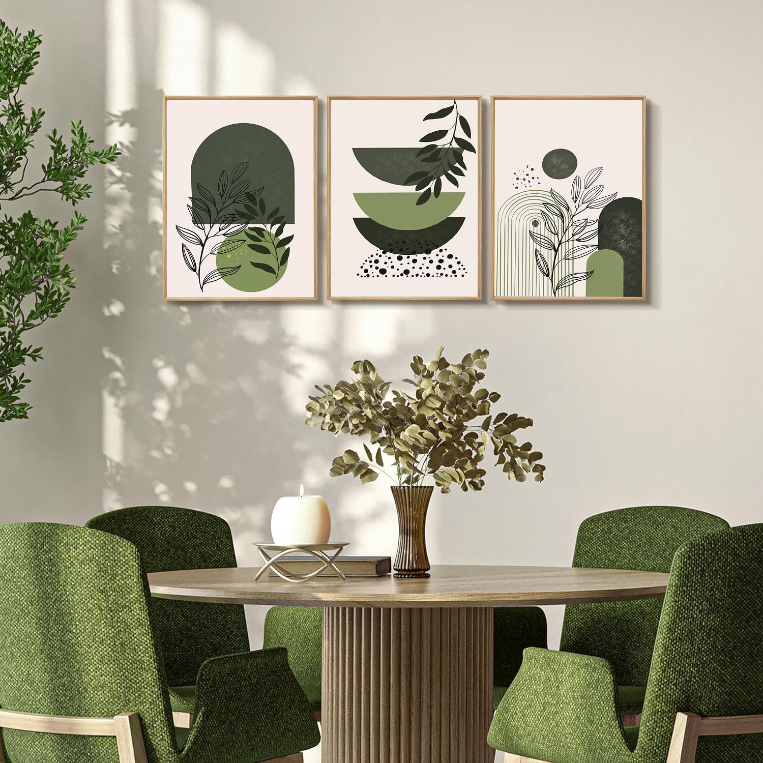 Set 3 Quadri Decorativi In Legno Boho – Foglie Tropicali, 40x28 Cm, Per Soggiorno E Camera - 2