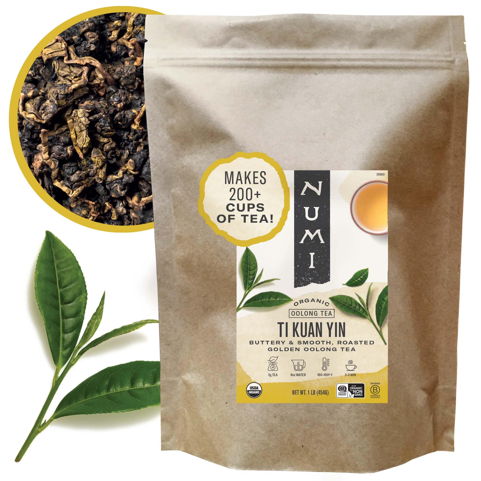 Numi Organic Tea Ti Kuan Yin, 16 Ounce Pouch, Loose Leaf Oolong Tea (Packaging May Vary)