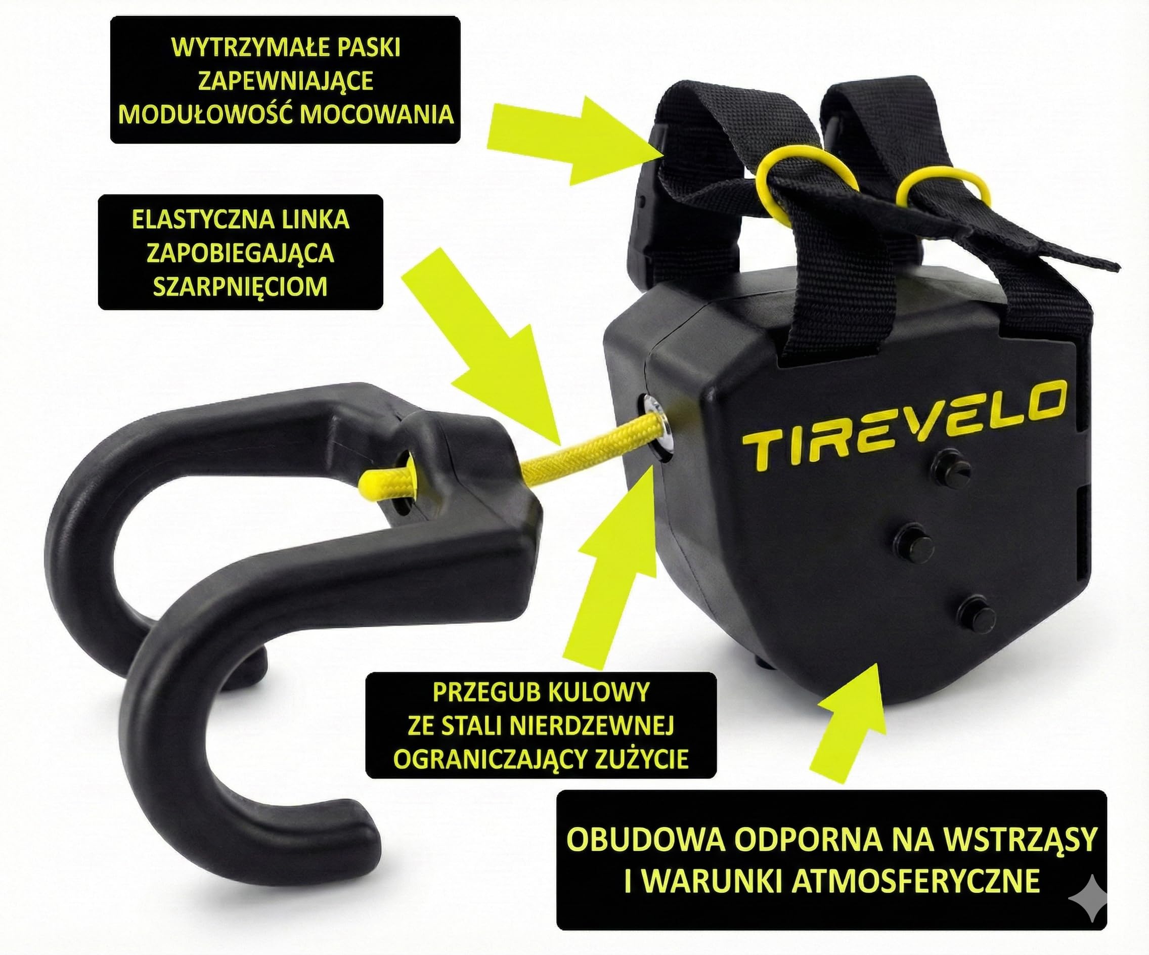 TIRE VELO – Zwijany Hol Rowerowy dla Dzieci i Dorosłych – Elastyczna Linka Holownicza do MTB i E-Bike – Technologia Zero Szarpnięć – Montaż w 30 Sekund