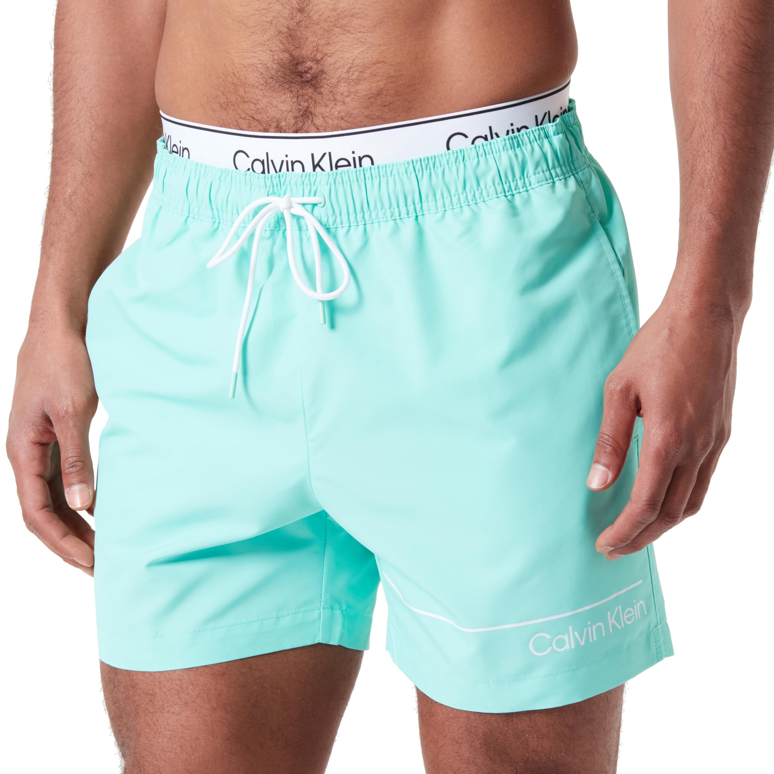 Calvin Klein Bañador Hombre Medium Double Pernera media, Türkis (Turquesa), L