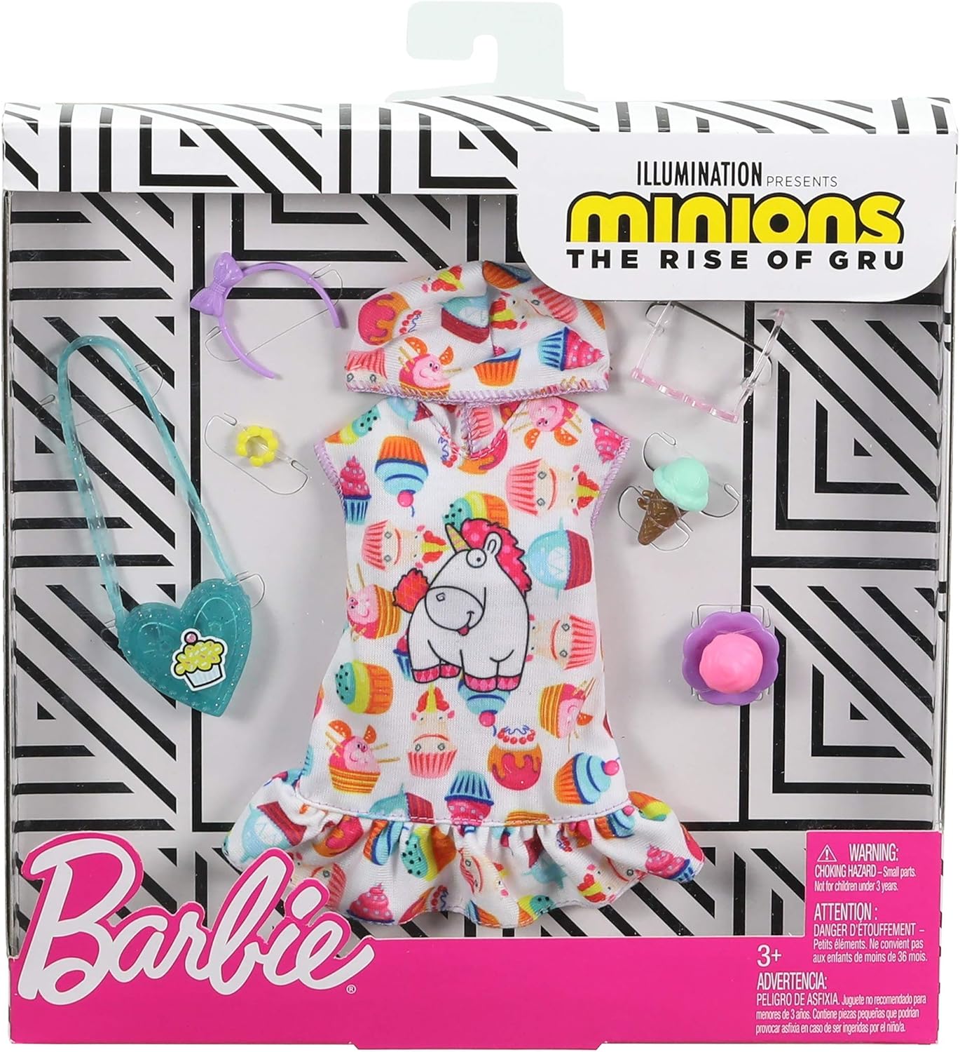 Barbie Storytelling Fashion Pack of Doll Clothes Inspired by Minions: Hoodie Dress and 6 Accessories Dolls, Gift for 3 to 8 Year Olds