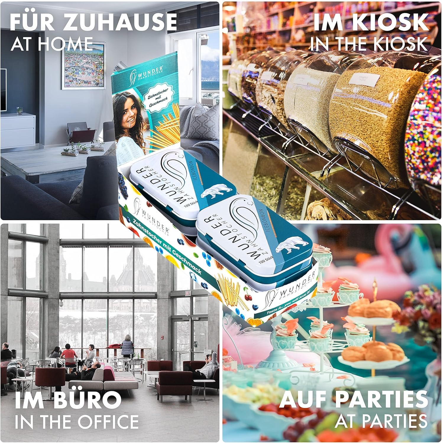 Wunder Zahnstocher Display (6er Pack) - Zahnstocher mit Geschmack