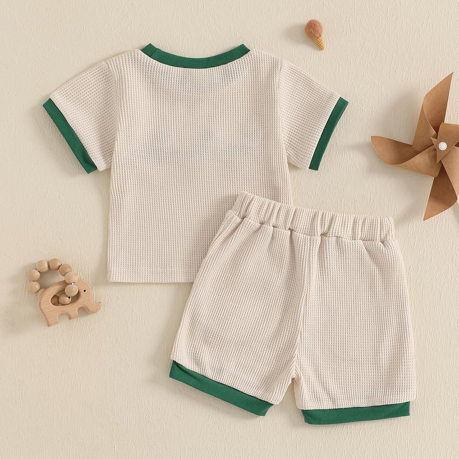 Toddler Baby Boy Summer Outfit Mallard Duck Embroidery Short Sleeve T-Shirt Tops Waffle Shorts Set Hunting Clothes - Image 6