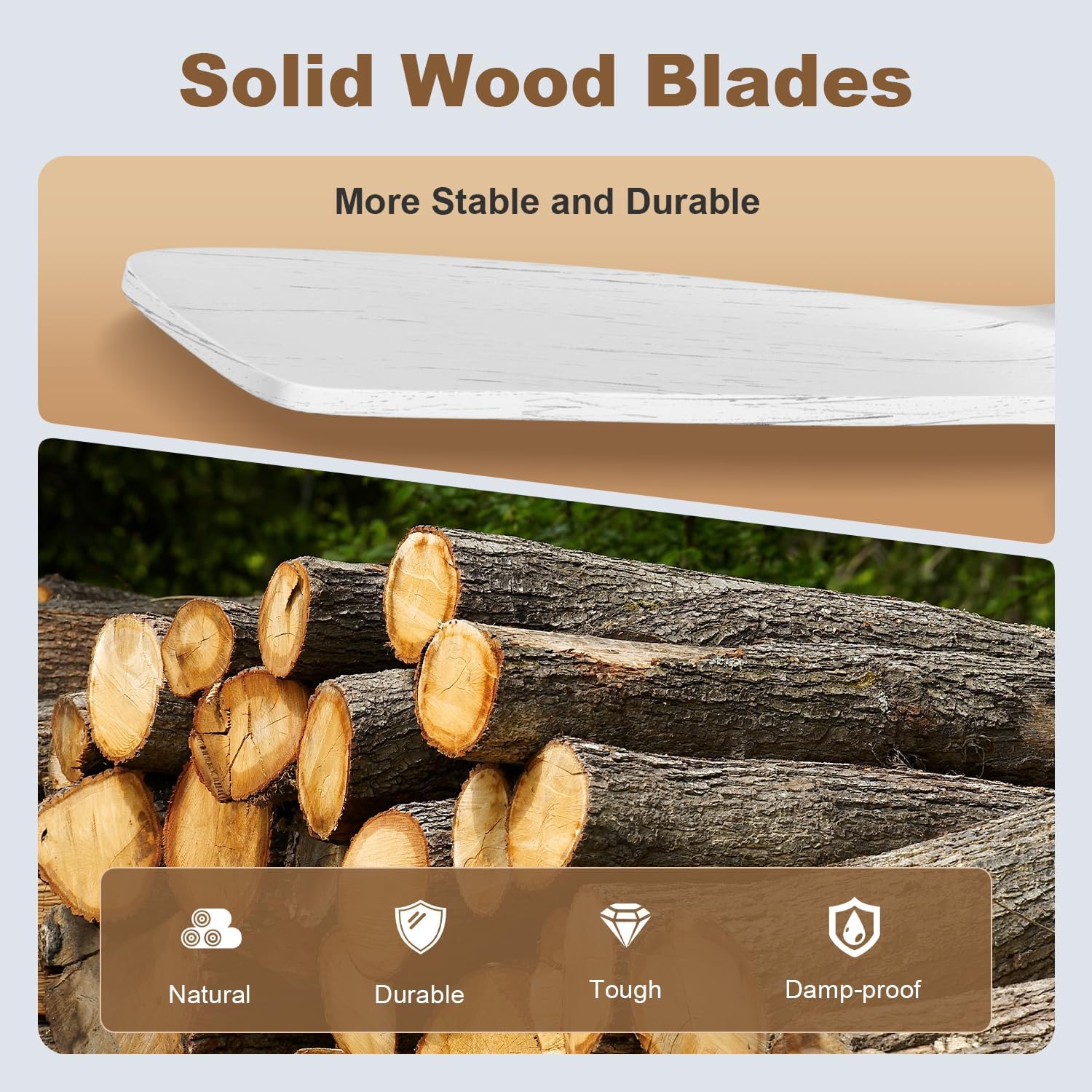 Obabala Ceiling Fan No Light 52inch Modern Outdoor Ceiling Fan Without Light 3 Wood Blade Fan with Remote Quiet Reversible DC Motor for Patios Farmhouse Bedroom Kitchen