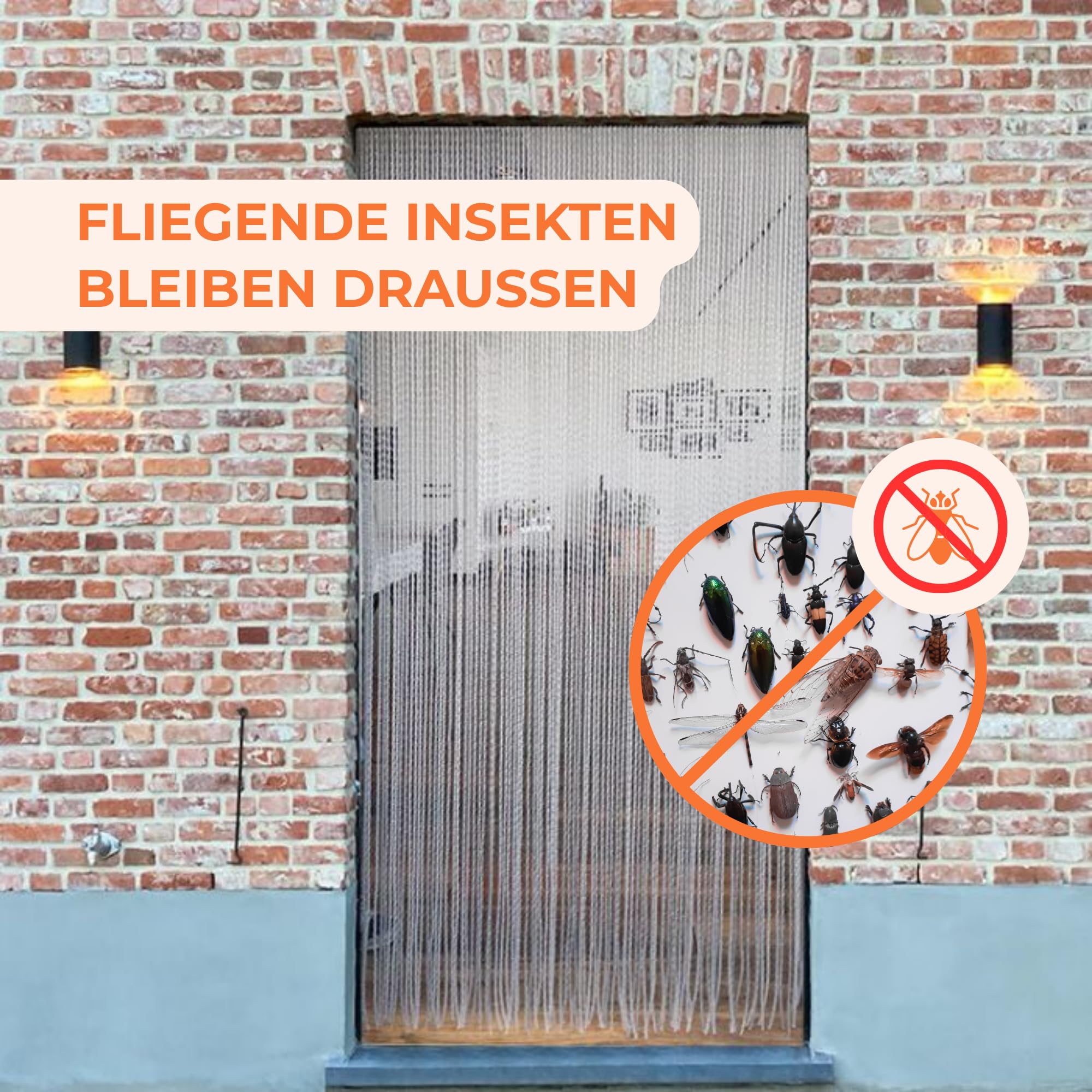 Trente Fliegenvorhang Verschiedene Größen und Farben, Balkontür Fliegengitter, Insektenschutz Luxe, Fliegenvorhang Taupe 140 x 250 cm