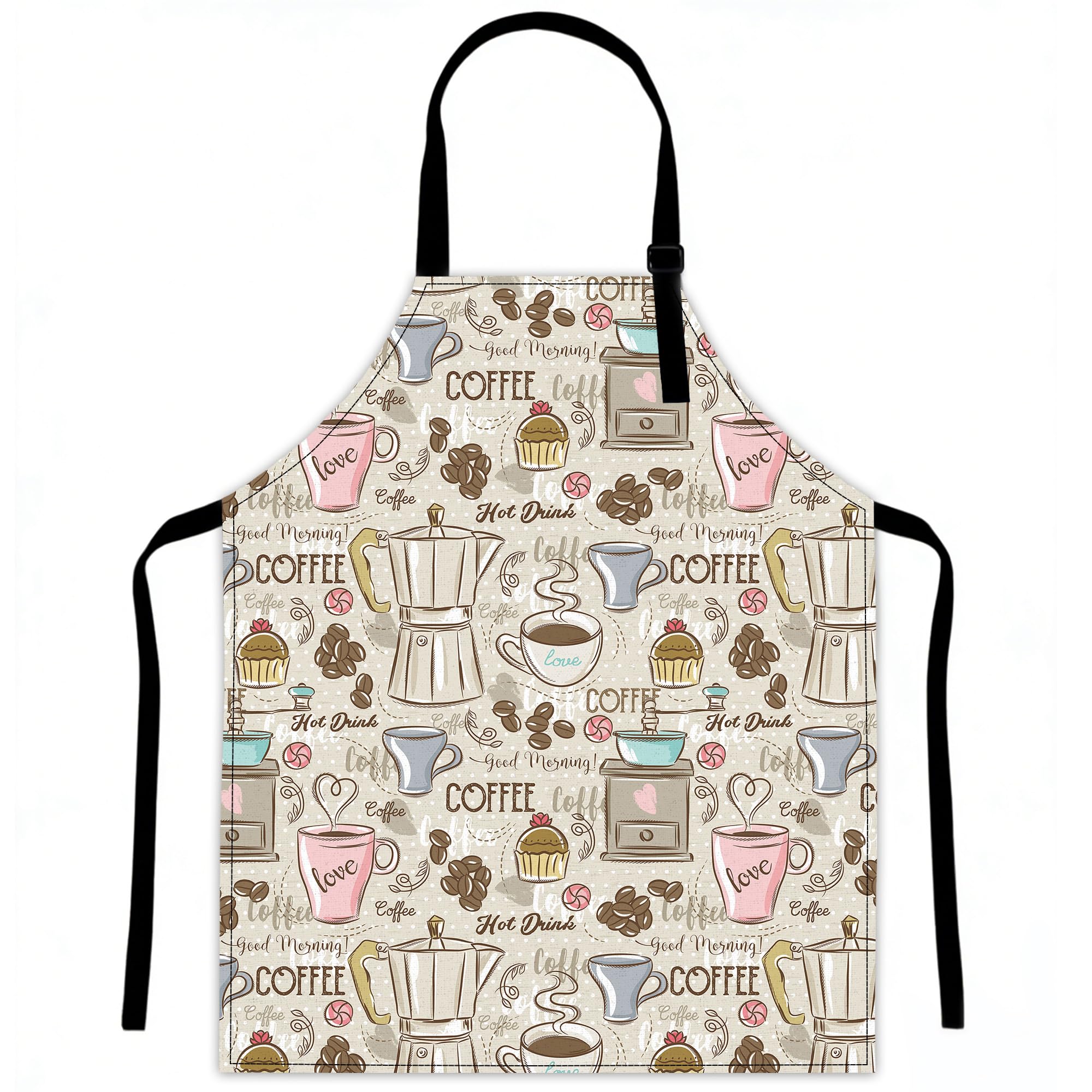 LQEBUY Kitchen Aprons Adjustable Coffee Cake Cooking Apron Bib for Women Men Chef Cooking Baking Gardening