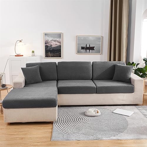 Miniatura 7 de Reyox Fundas de cojín elásticas jacquard para sofá, fundas individuales, cojines suaves y elásticos ajustables para sofá, fundas de asiento de