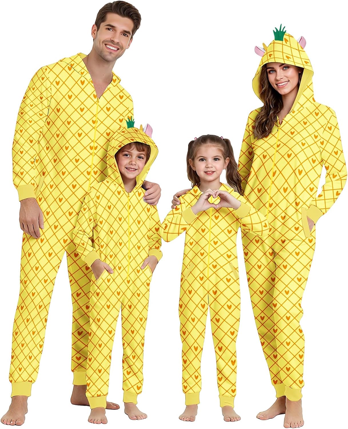 Christmas Family Pajamas Onesie Hooded Vacation Novelty Allover Pattern Sleepwear for Men Women Kids
