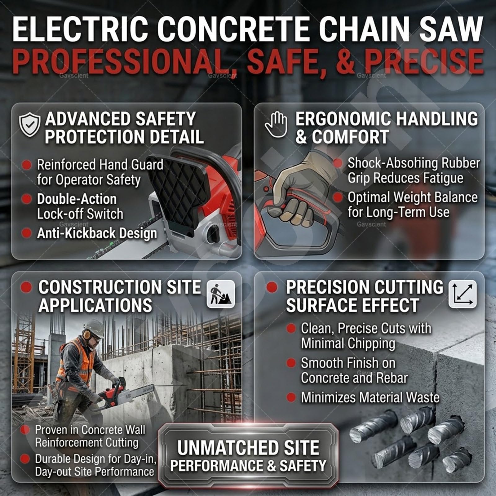 Motosega Elettrica per Cemento Diamantata Resistente Scanalatore Muro Cavo Alta Potenza 2 Catene Barre Guida Utensile Taglio Umido Secco Senza Polvere Apparati Uso 350