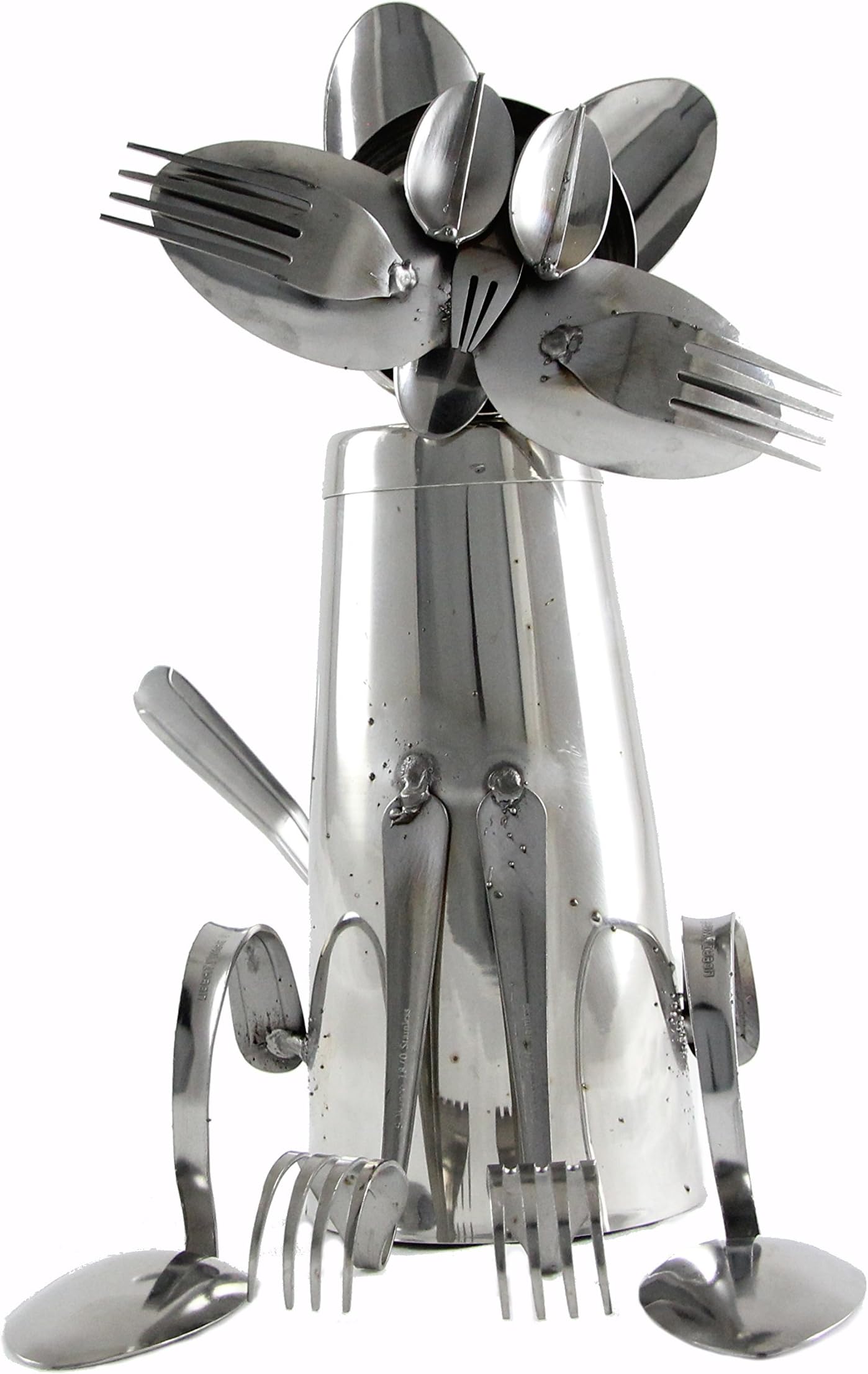 Forked Up Art G01 Stainless Steel Fork and Spoon Cat Sculpture