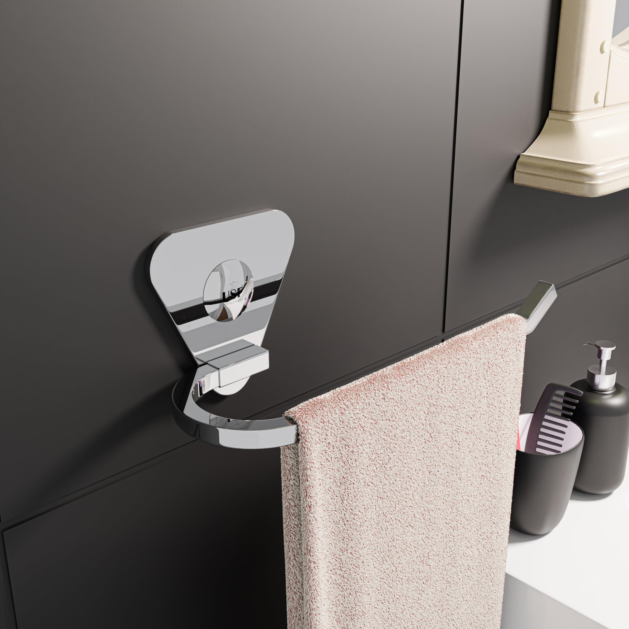 U-S-F BATH ACCESSORIES Napkin Holder For Bathroom, Stainless Steel Towel Hanger, Towel Holder For Kitchen, Napkin Ring For Washbasin, Bathroom Accessories (Chrome Finish, Pack Of 1) Pyramid (B0D33FRH2X) Amazon Price History, Amazon Price Tracker