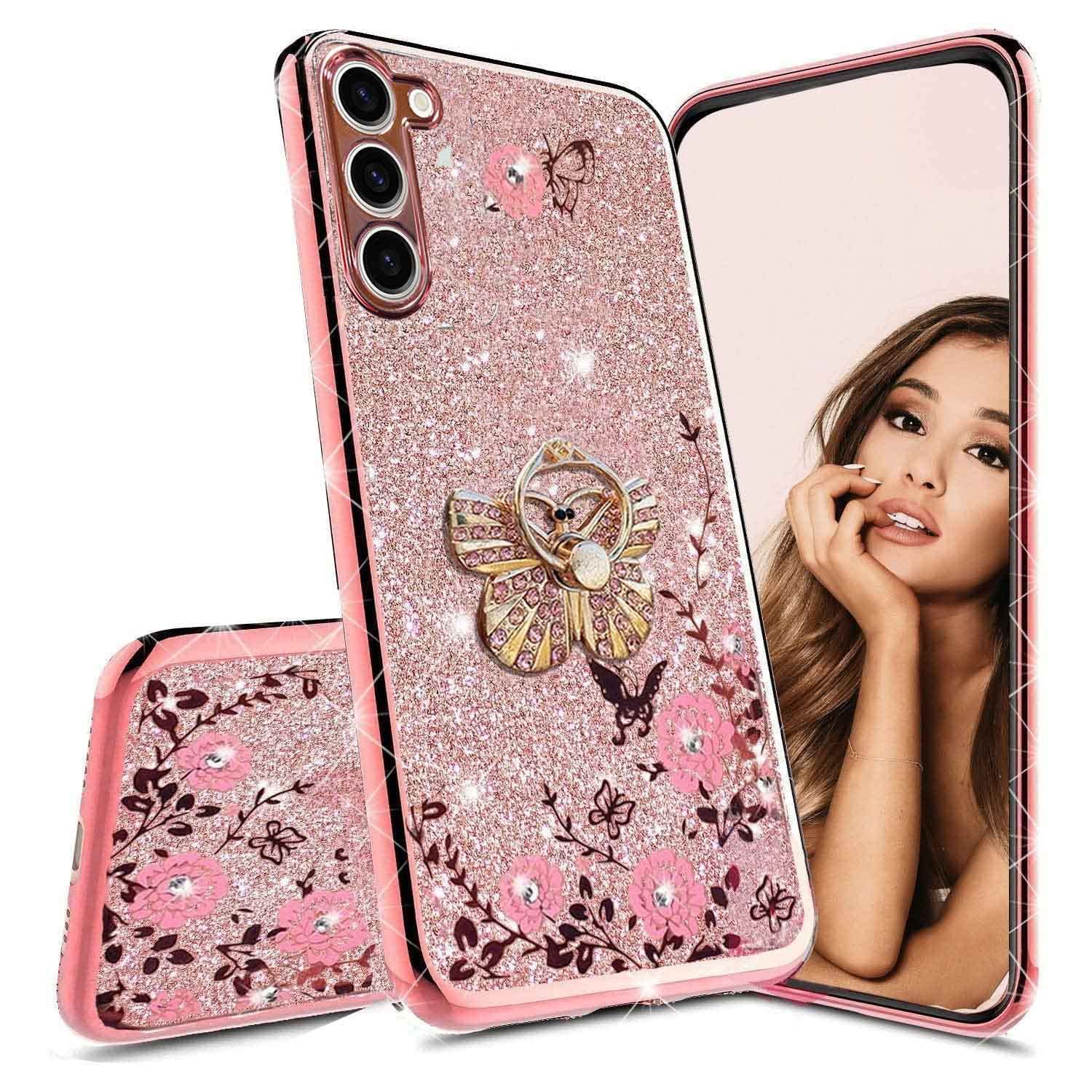 KC Back Cover for Samsung Galaxy S23 5G, Glitter Auora Butterfly Ring Holder Diamond Stand Transparent Silicone Camera Protection Case (Rose Gold) (B0C3XN8MRQ) Amazon Price History, Amazon Price Tracker