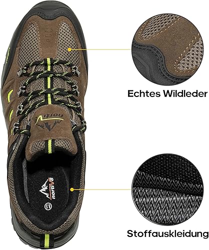 Miniatura 6 de NORTIV 8 Zapatos de senderismo impermeables para hombre, zapatos de senderismo de cuero para exteriores, senderismo, camping, caminata