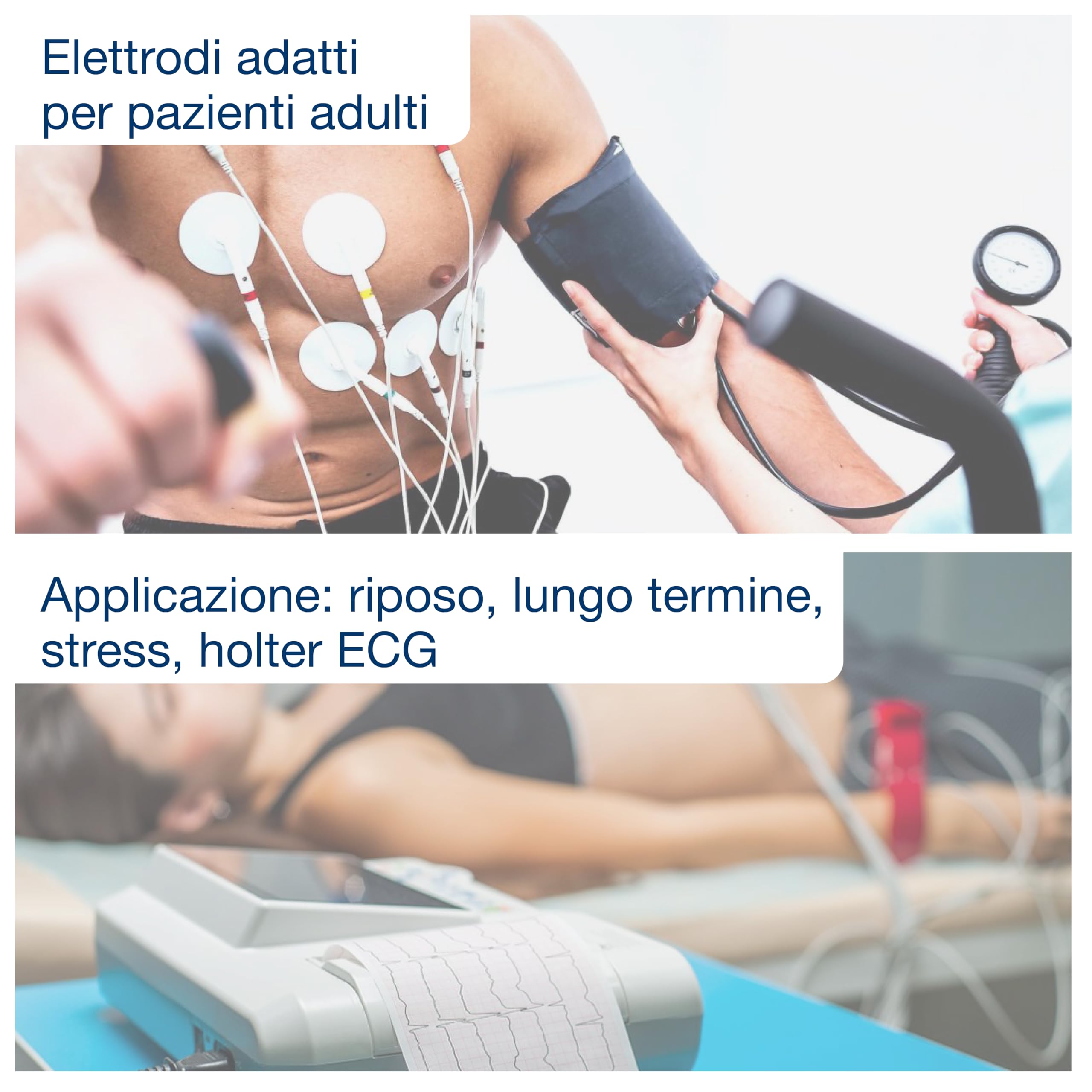 FIAB Electrodos universales para electrocardiograma de un solo uso, 48-50 mm, óvalos adultos, sin látex, paquete de 50, 33371