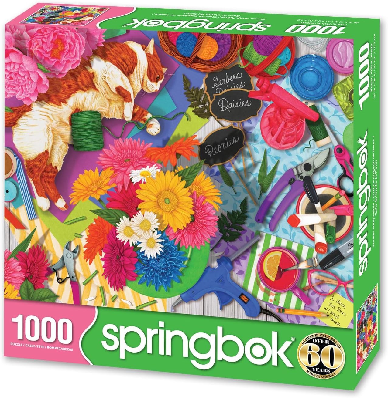 Springbok Flower Shop Feline 1000 Piece Jigsaw Puzzle for Adults - Cat in Flower Shop - Unique Cut Pieces - Made in USA