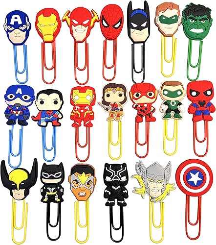 YAOYAO 20 clips de papel de dibujos animados, accesorios de oficina, marcadores, alicates, escritorio, artículos de papelería, libros escolares,