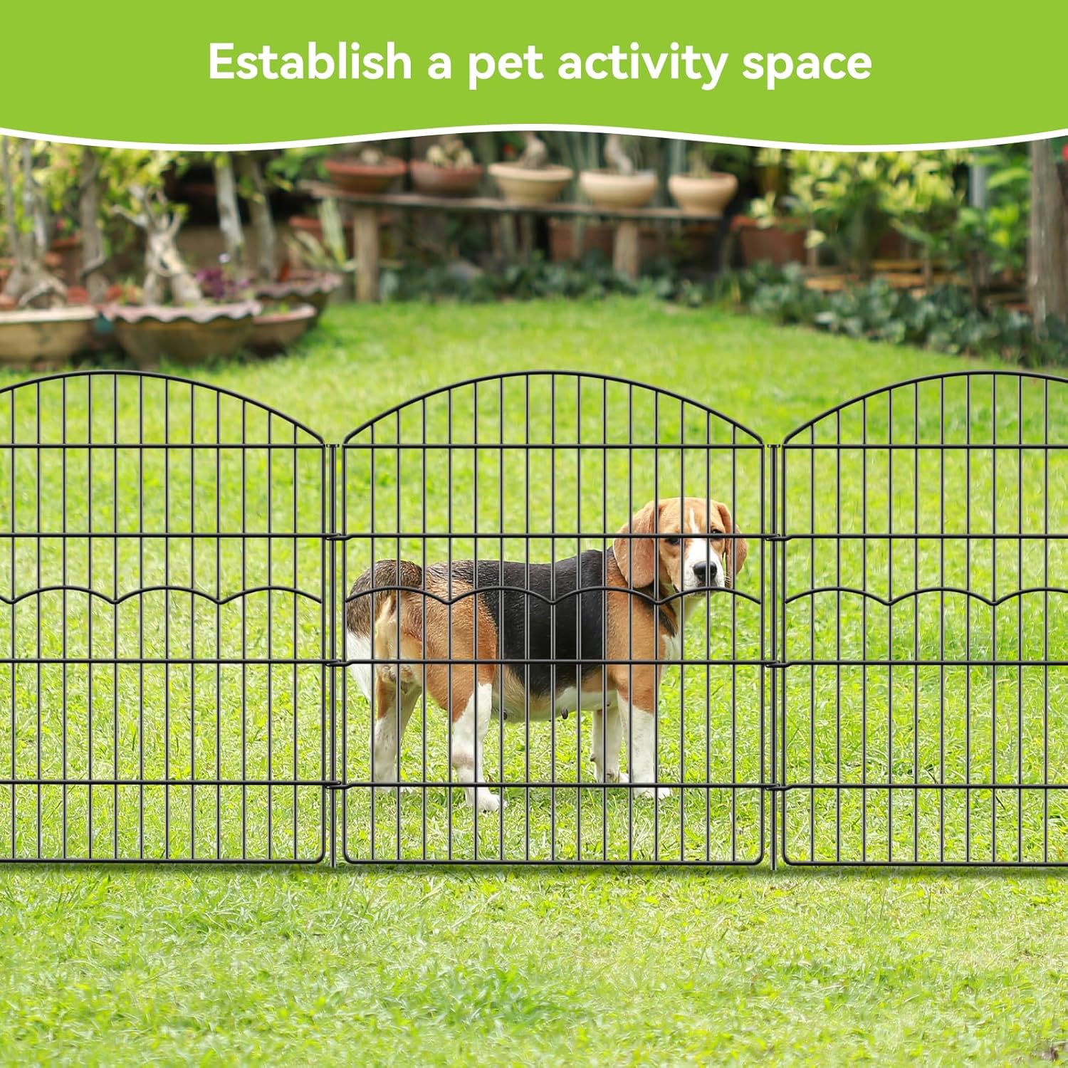 Decorative Garden Fence 6 Panels 6 Panels 13.4 ft (L)×32in (H) Metal Garden Fences, No Dig Animal Barrier Fencing Rustproof Wire Border Temporary Dog Fence Outdoor for Patio Backyard Lawn - No Door