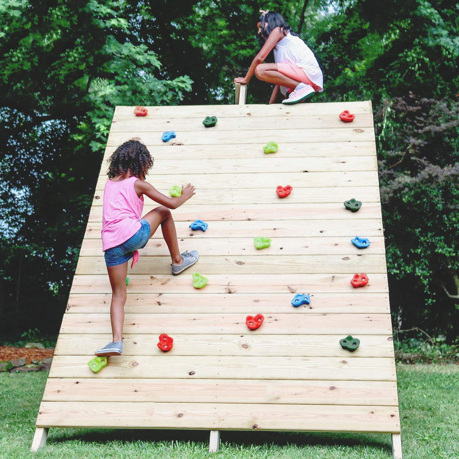 Odoland 16 Rock Climbing Holds for Kids with Climbing Rope Ladder and
